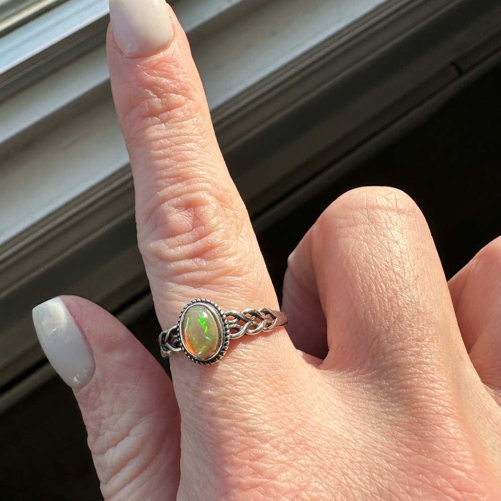 Ethiopian Opal Adjustable Ring Sterling Silver